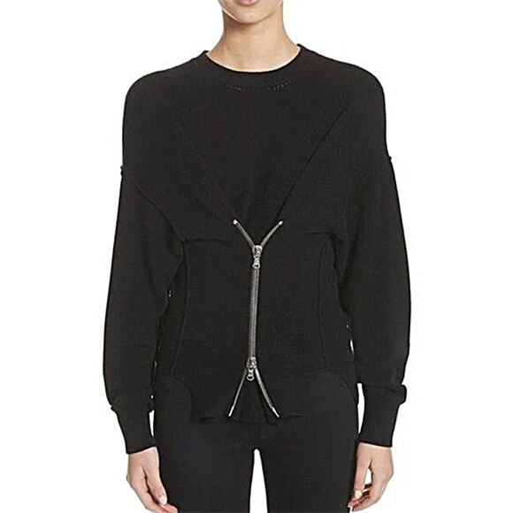 Alexander Wang Black Double Zip Bustier Corset Sweater Size XS - Picture 1 of 6